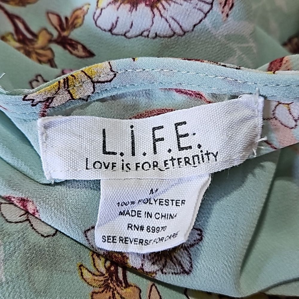 L.I.F.E Love is For Eternity Green Floral Bohemian Top CLEARANCE